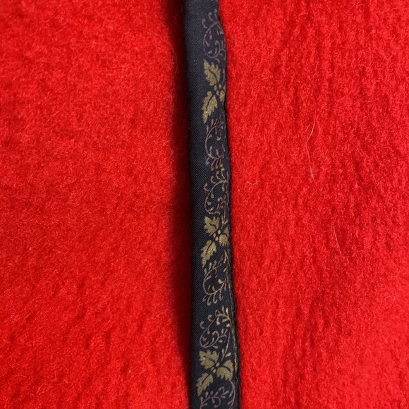 Vtg 80’s Suttles and Seawinds red boiled wool duffle coat! Print fabric trims M - Picture 8 of 17